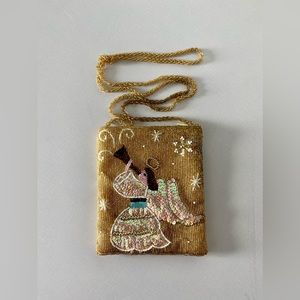Beaded Heraldic Angel Gold Purse